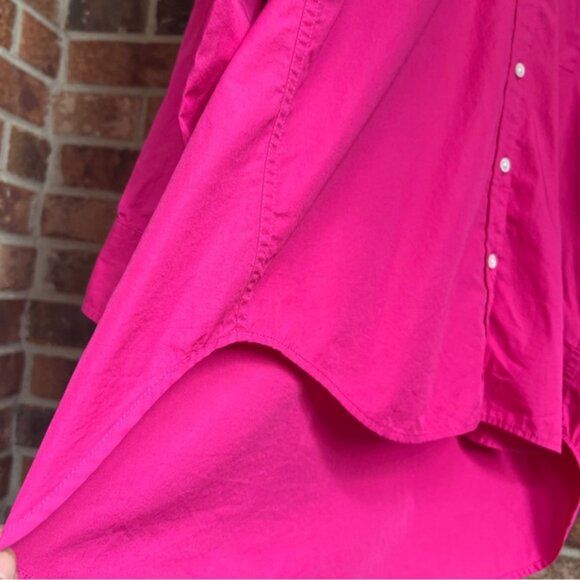 Aritzia Wilfred  Free   * Button-Up Shirt  100% Cotton Hot Pink  Oversized S - Picture 12 of 16